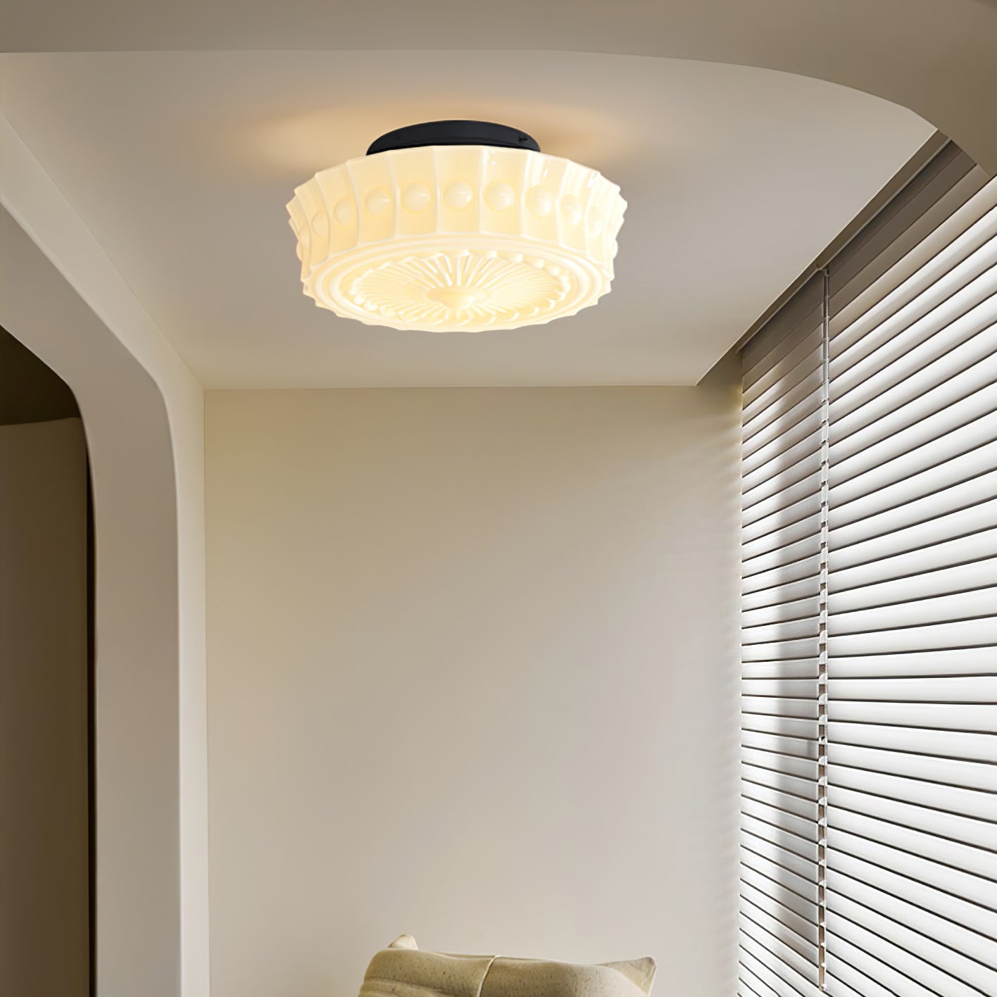 White Vintage Round Pendant Light