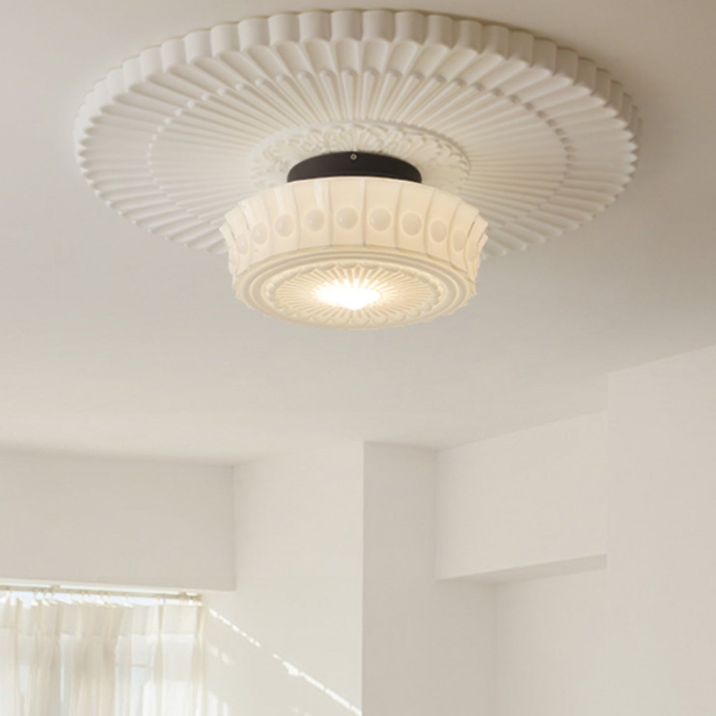 White Vintage Round Pendant Light
