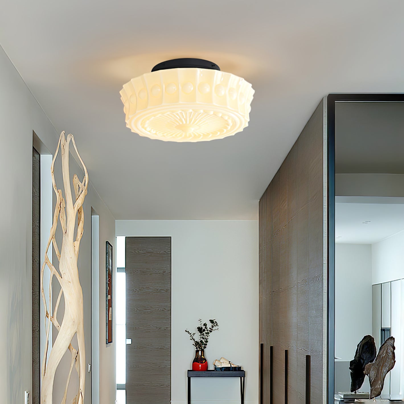 White Vintage Round Pendant Light