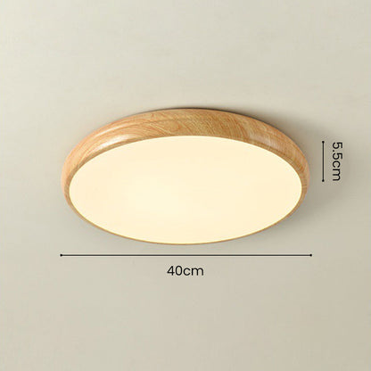 Scandinavian Wood LED Round Ceiling Lamp