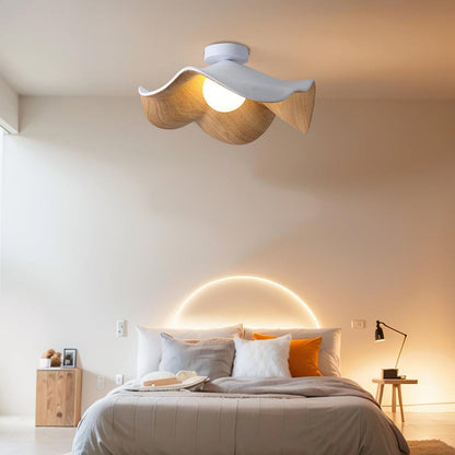 Scandinavian Wood Lotus Resin Ceiling Light