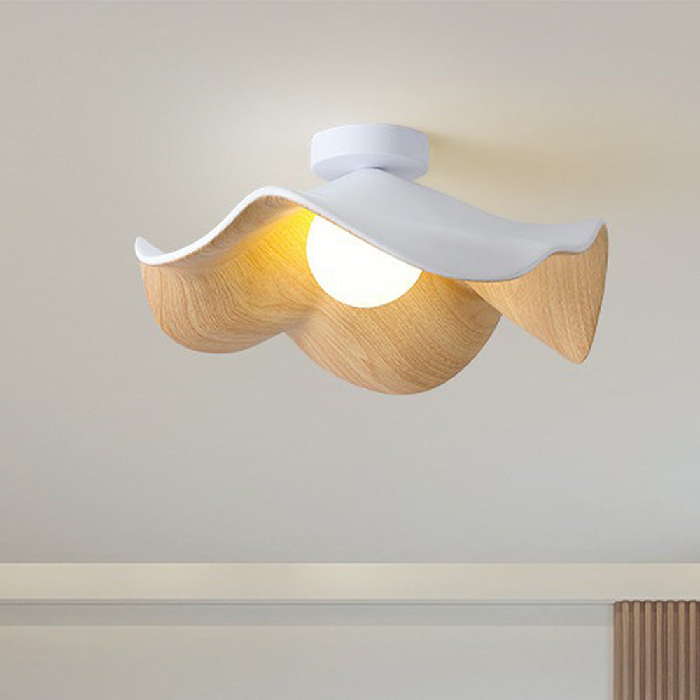 Nordic Wooden Lotus Resin Ceiling Light -Lampsmodern