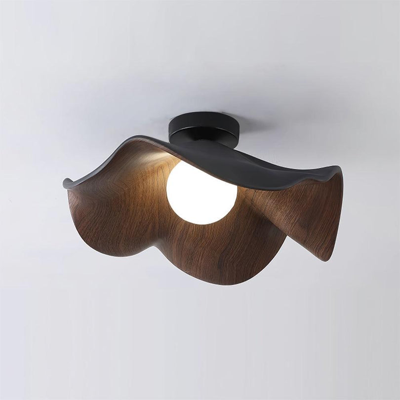 Scandinavian Wood Lotus Resin Ceiling Light