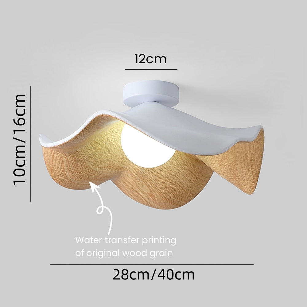 Nordic Wooden Lotus Resin Ceiling Light -Lampsmodern