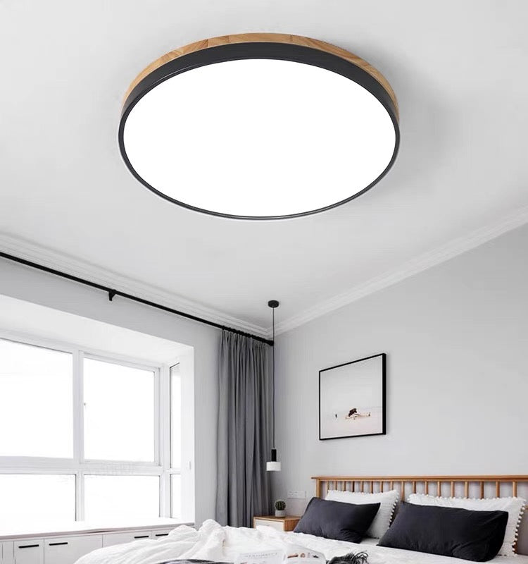 Wooden round shape flush mount ceiling lights