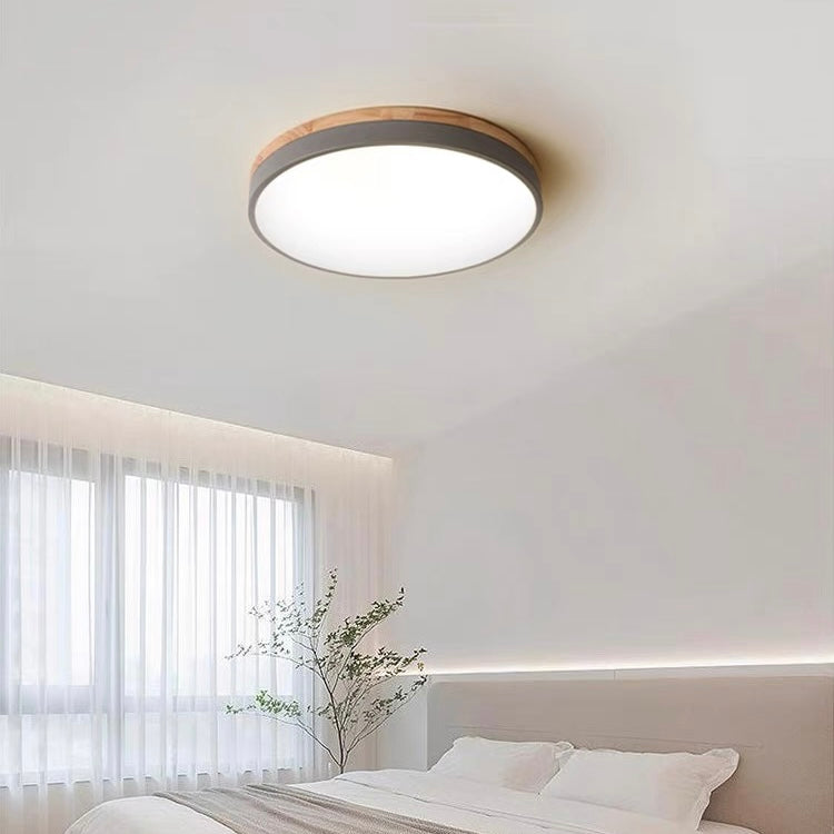 Wooden round shape flush mount ceiling lights