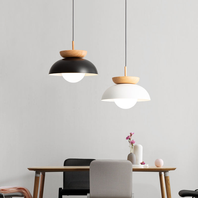 Nordic Modern Metal & Wood Black White Pendant Lamp & Ceiling Lamp -Homdiy