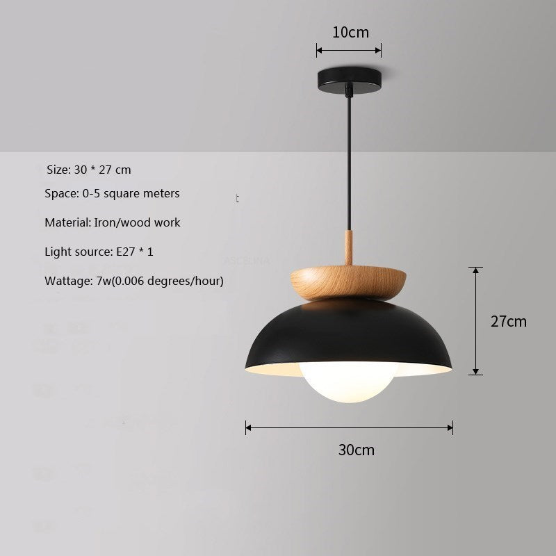 Nordic Modern Metal & Wood Black White Pendant Lamp & Ceiling Lamp -Homdiy