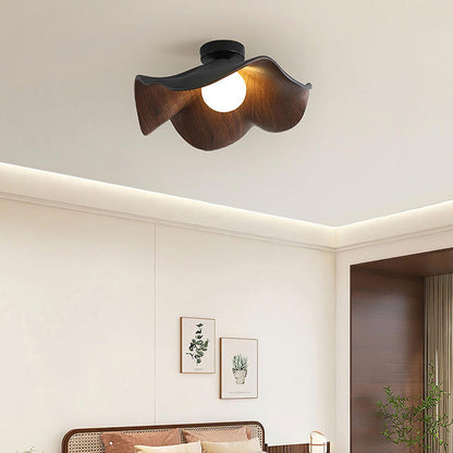 Scandinavian Wood Lotus Resin Ceiling Light