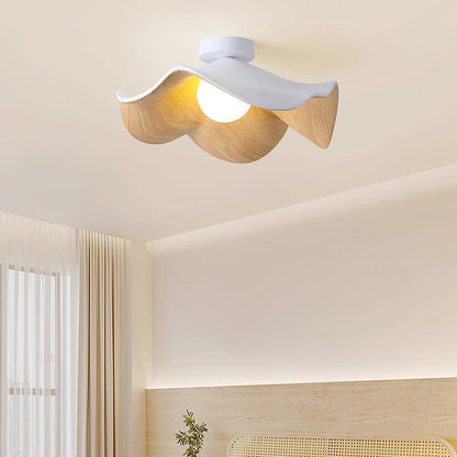 Scandinavian Wood Lotus Resin Ceiling Light