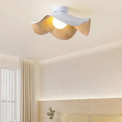 Scandinavian Wood Lotus Resin Ceiling Light