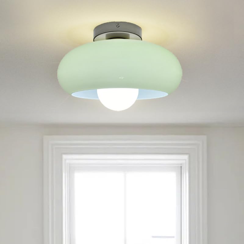 Mid Century Glass Semi Flush Mount Ceiling Lamp