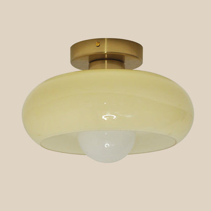 Mid Century Glass Semi Flush Mount Ceiling Lamp