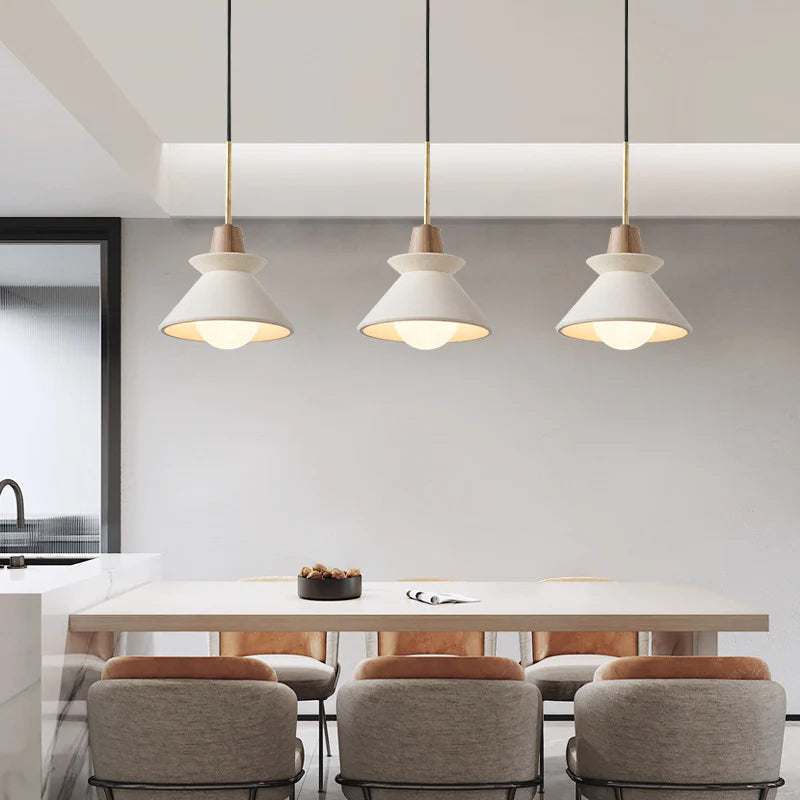 Modern White Concrete Cone Pendant Light