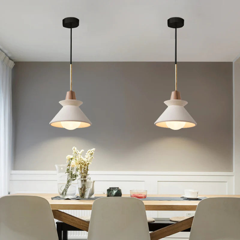 Modern White Concrete Cone Pendant Light