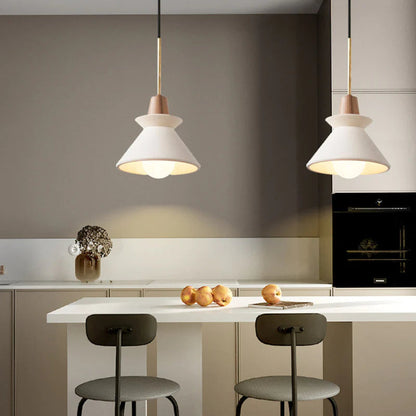 Modern White Concrete Cone Pendant Light