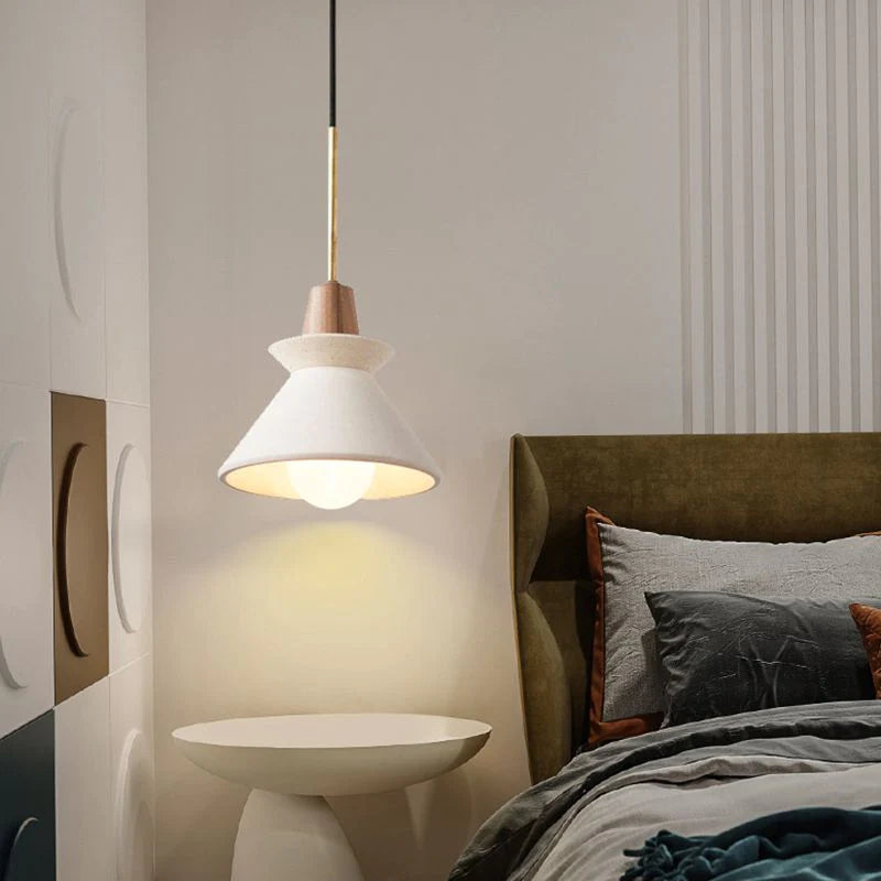 Modern White Concrete Cone Pendant Light