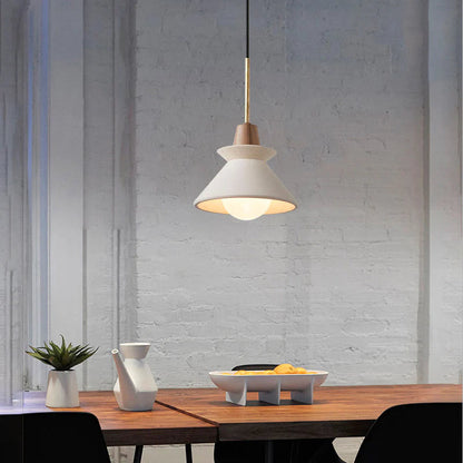 Modern White Concrete Cone Pendant Light