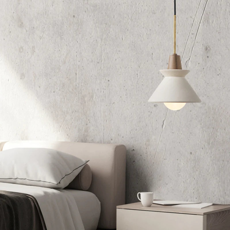 Modern White Concrete Cone Pendant Light