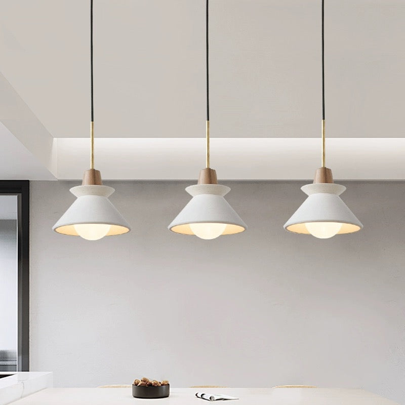 Modern White Concrete Cone Pendant Light