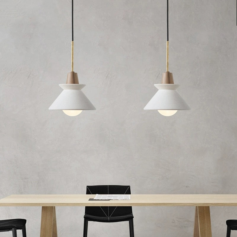 Modern White Concrete Cone Pendant Light