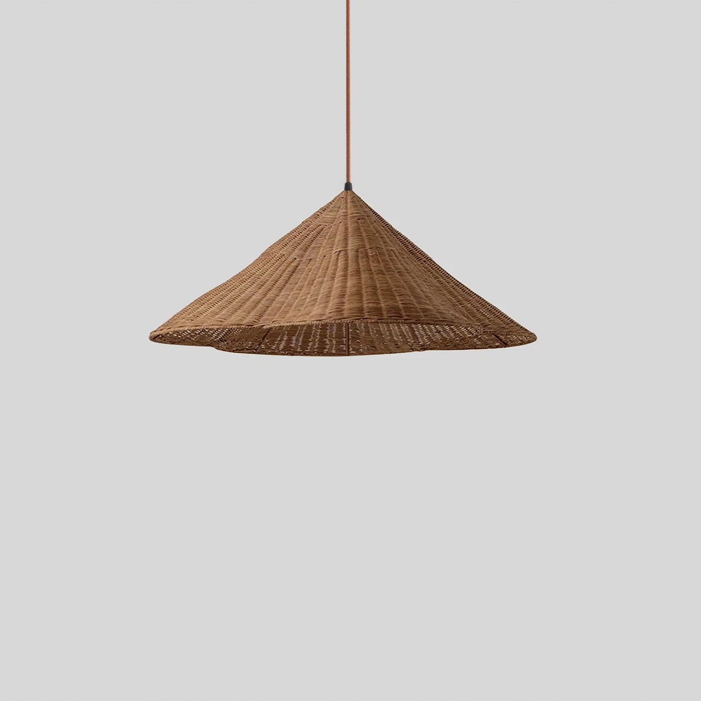 Vintage Scalloped Flower Woven Rattan Pendant Light For Living Room