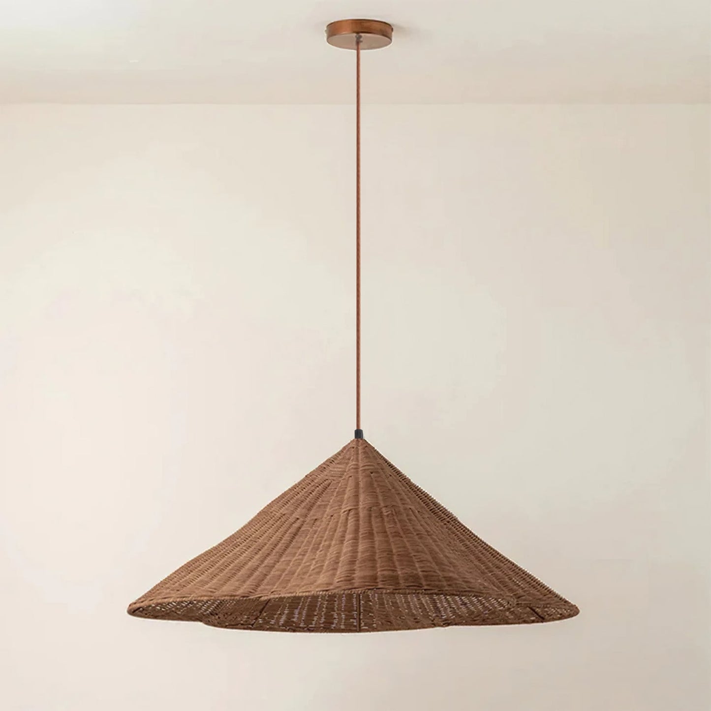 Retro Scalloped Woven Rattan Pendant Light