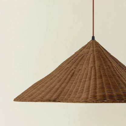 Retro Scalloped Woven Rattan Pendant Light