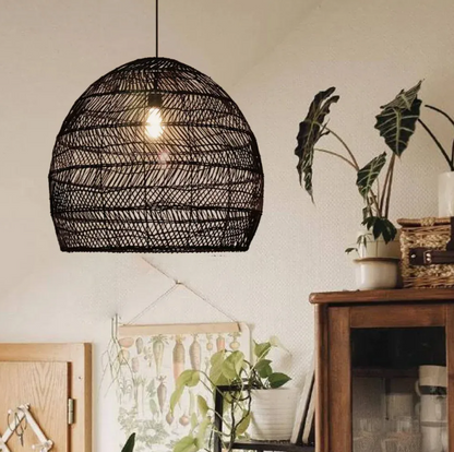 Boho kitchen island lighting diy natural rattan chandelier lamp shades