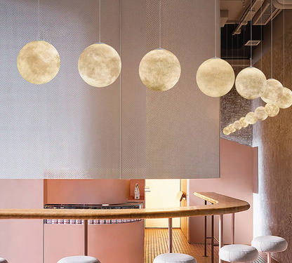 Commercial design exhibition room resin chandelier bar restaurant decor moon pendant lamp