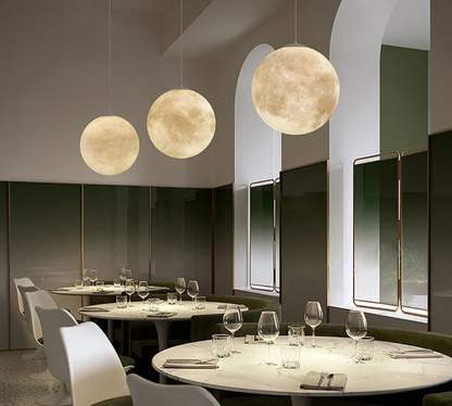 Commercial design exhibition room resin chandelier bar restaurant decor moon pendant lamp