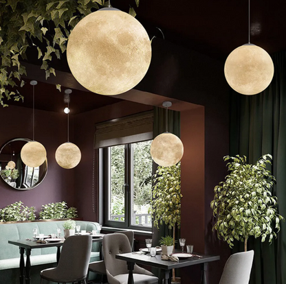 Commercial design exhibition room resin chandelier bar restaurant decor moon pendant lamp