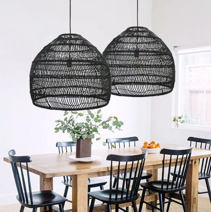 Boho kitchen island lighting diy natural rattan chandelier lamp shades