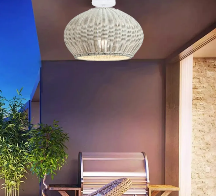 Outdoor waterproof pendant light homestay rattan lighting