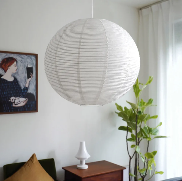 Japanese simple wabi-sabi ball chandelier inspired paper hanging lamp