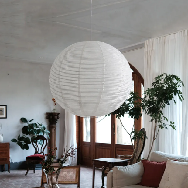 Japanese simple wabi-sabi ball chandelier inspired paper hanging lamp