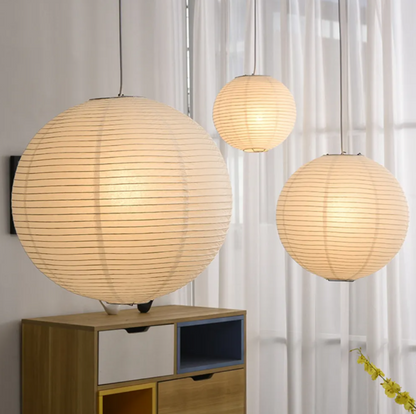 Japanese simple wabi-sabi ball chandelier inspired paper hanging lamp