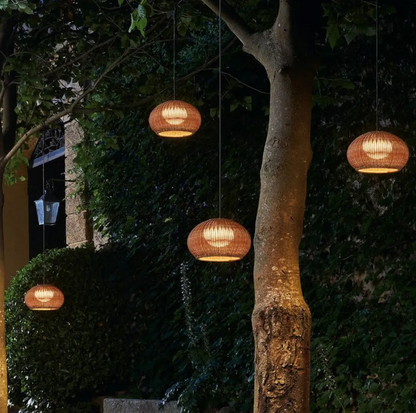 Outdoor waterproof pendant light homestay rattan lighting