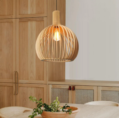 Modern wooden pendant light fixture nordic creative birdcage chandelier