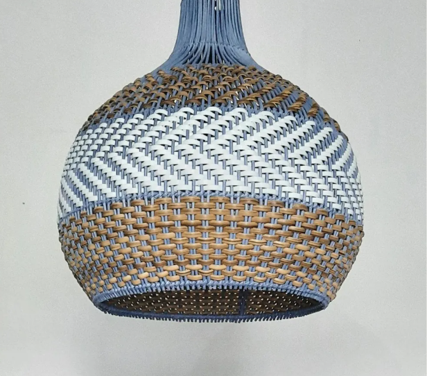 Courtland blue rattan pendant light interior designer recommended lamps