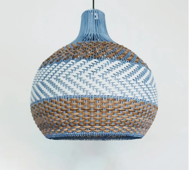 Courtland blue rattan pendant light interior designer recommended lamps