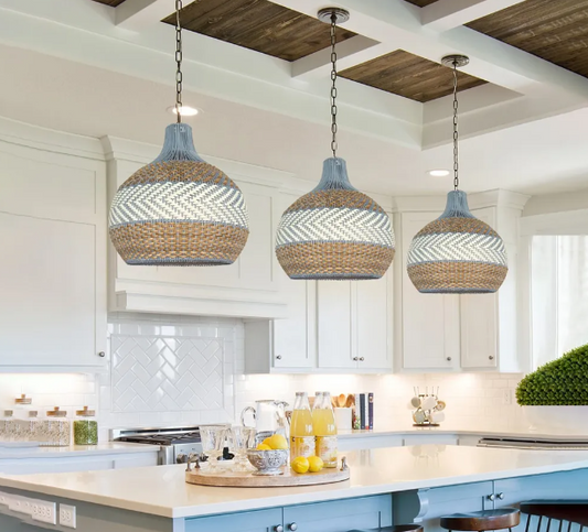 Courtland blue rattan pendant light interior designer recommended lamps