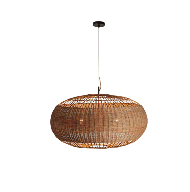 Coastal home lighting kitchen island rattan pendant light natural retro luxurious chandelier wabi-sabi style