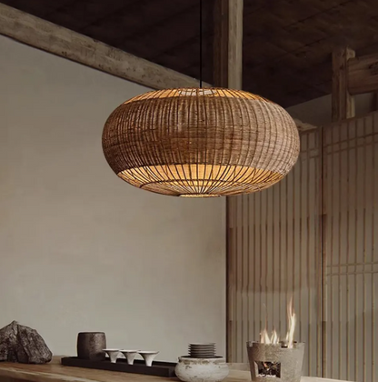 Coastal home lighting kitchen island rattan pendant light natural retro luxurious chandelier wabi-sabi style