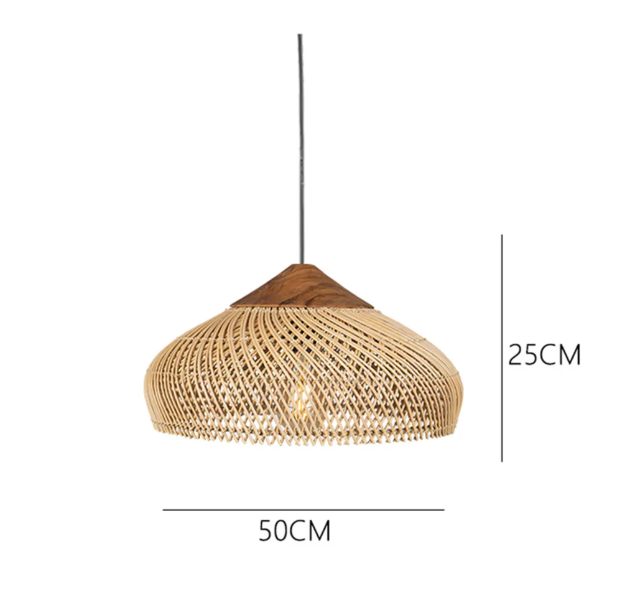 Rattan pendant light wabi sabi style retro dining room chandelier