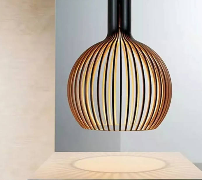 Modern wooden pendant light fixture nordic creative birdcage chandelier