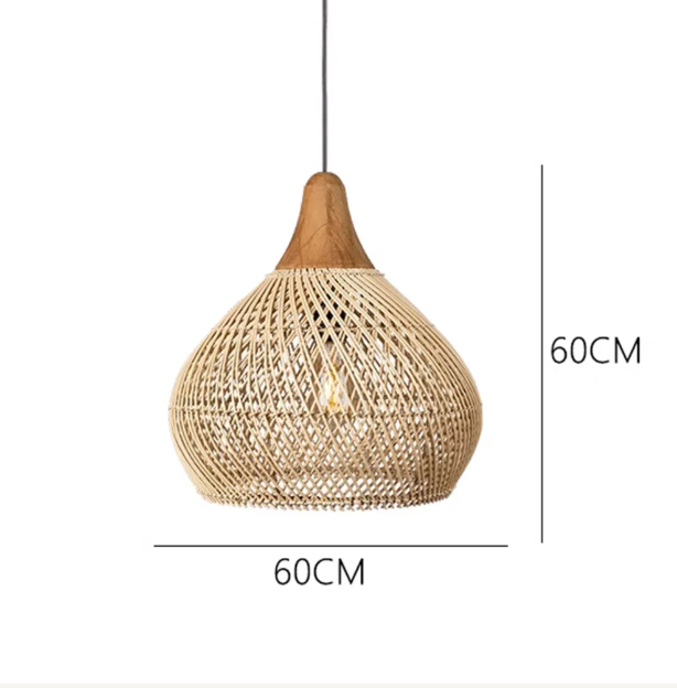 Rattan pendant light wabi sabi style retro dining room chandelier