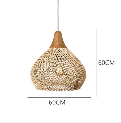 Rattan pendant light wabi sabi style retro dining room chandelier