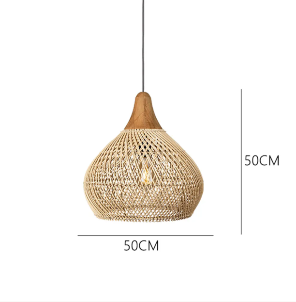 Rattan pendant light wabi sabi style retro dining room chandelier