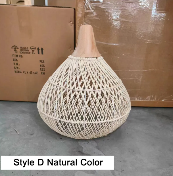 Rattan pendant light wabi sabi style retro dining room chandelier